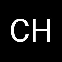 CH white logo on a black background
