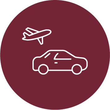 White icon airplane and car
