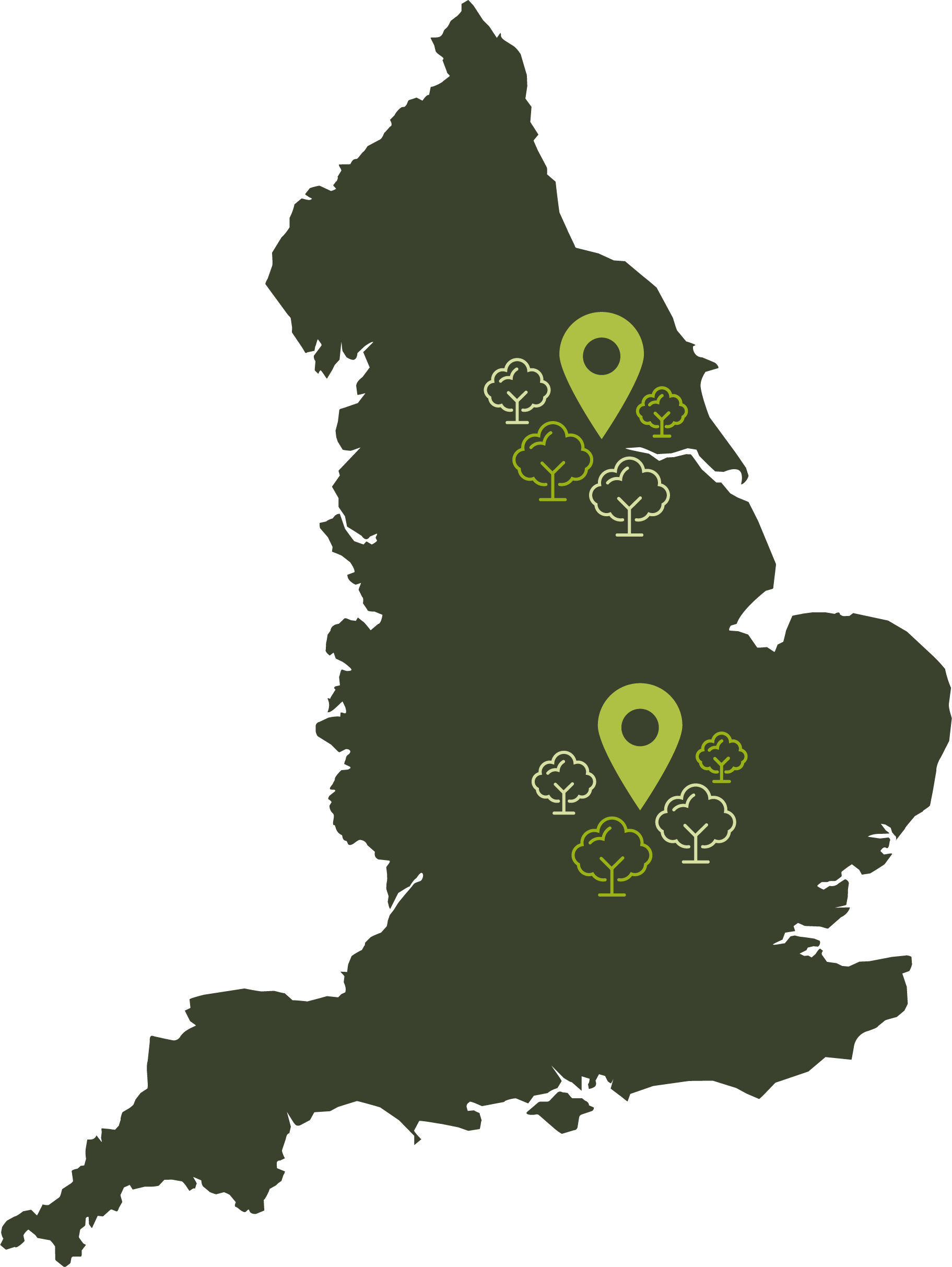 map of tree planting locations redshaw advisors operates in